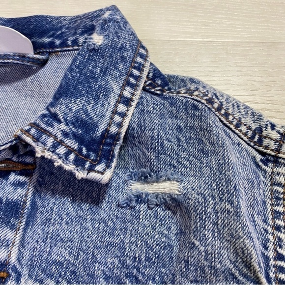 Zara 80’S Edition Distressed Acid Wash Denim Button Up Vest, Size 7 - Picture 4 of 12